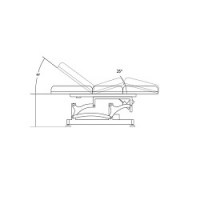 Showing measurements for table height, angle range for back and knee support